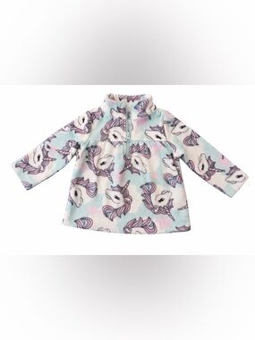 The Children’s Place Unicorn Cozy Zip Fleece Pullover 12-18M Pastel